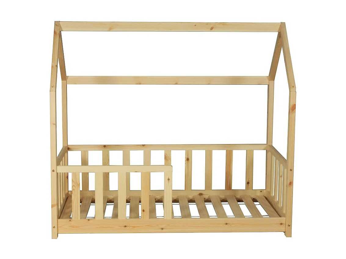 Lit cabane Kiwi 70x140 avec sommier et matelas /Naturel