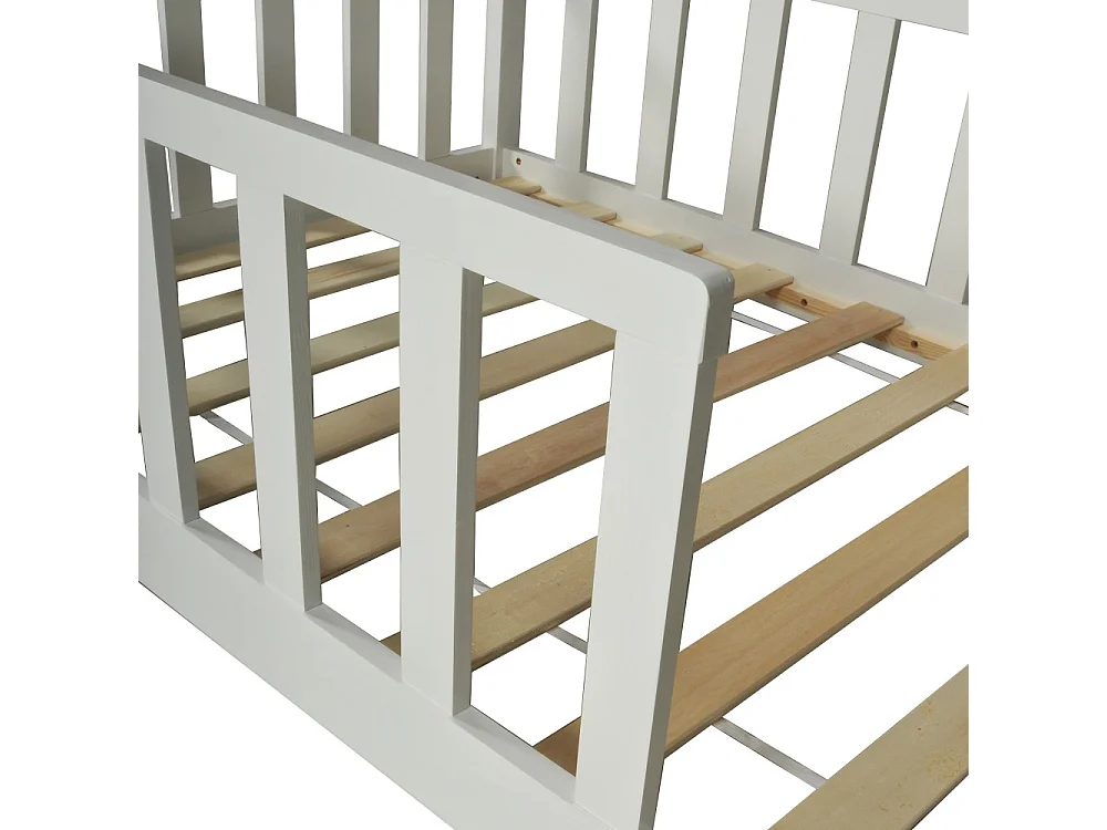 Lit cabane Kiwi 90x190 avec sommier et matelas /Blanc