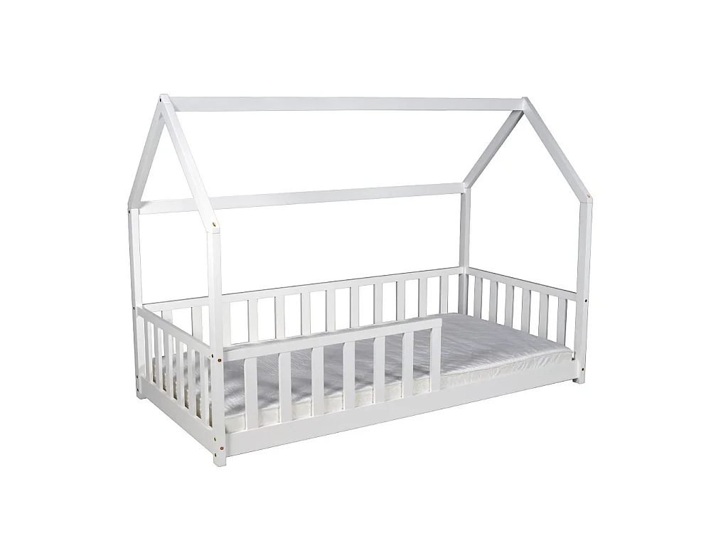 Lit cabane Kiwi 90x190 avec sommier et matelas /Blanc