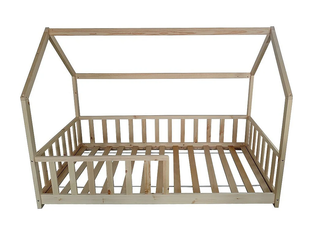 Lit cabane Kiwi 90x190 avec sommier et matelas /Naturel