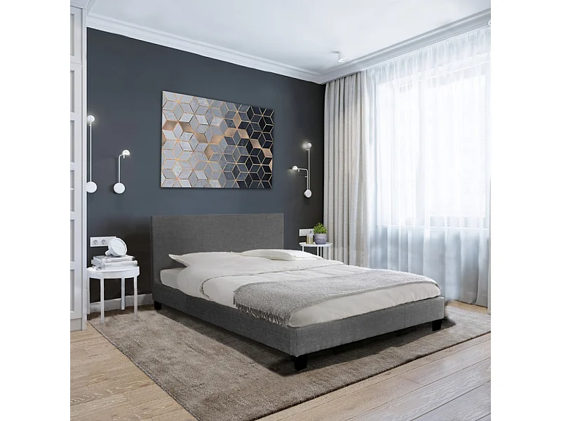 Ensemble Matelas + Lit 140x190 DUBLIN / Gris foncé