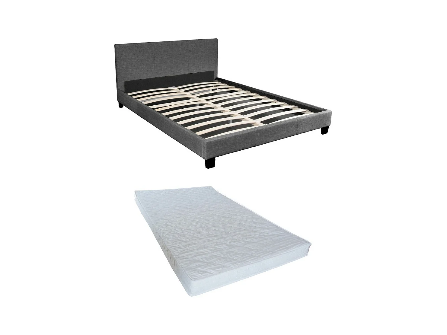 Ensemble Matelas + Lit 140x190 DUBLIN / Gris foncé
