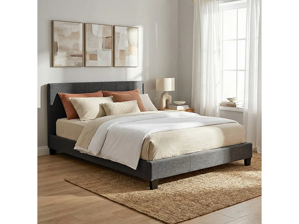 Ensemble Matelas + Lit 140x190 DUBLIN / Gris foncé