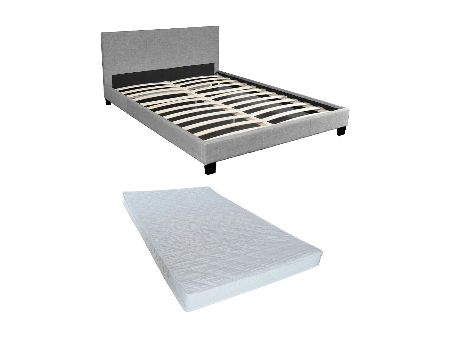 Ensemble Matelas + Lit 140x190 DUBLIN / Gris clair