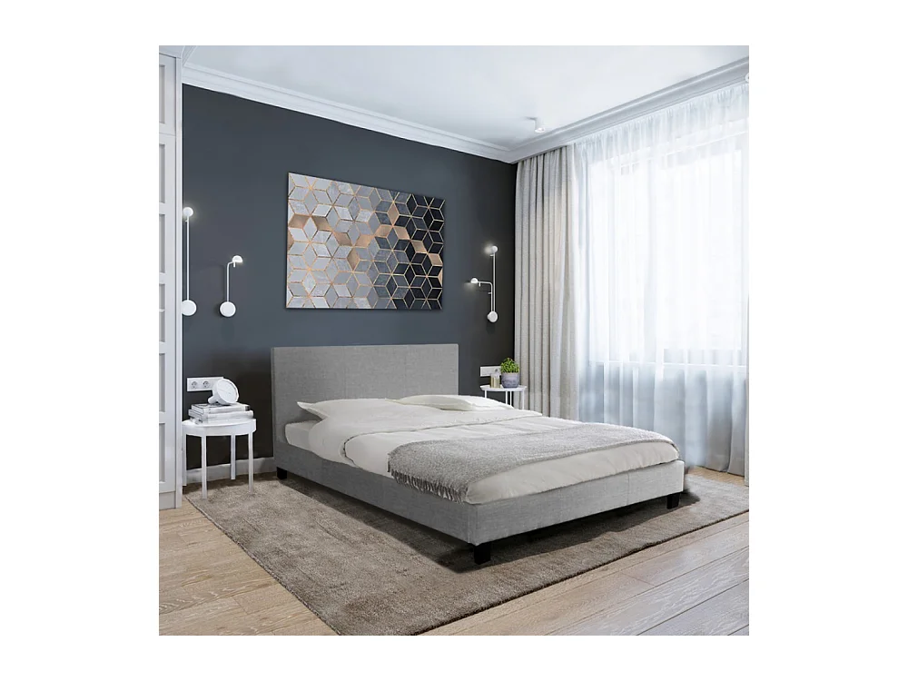 Ensemble Matelas + Lit 140x190 DUBLIN / Gris clair