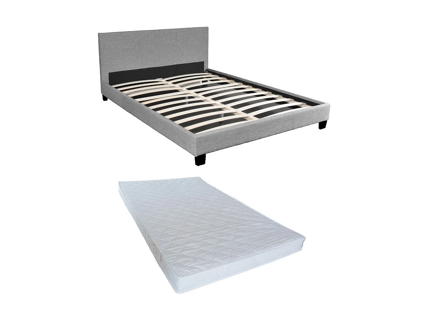 Ensemble Matelas + Lit 140x190 DUBLIN / Gris clair