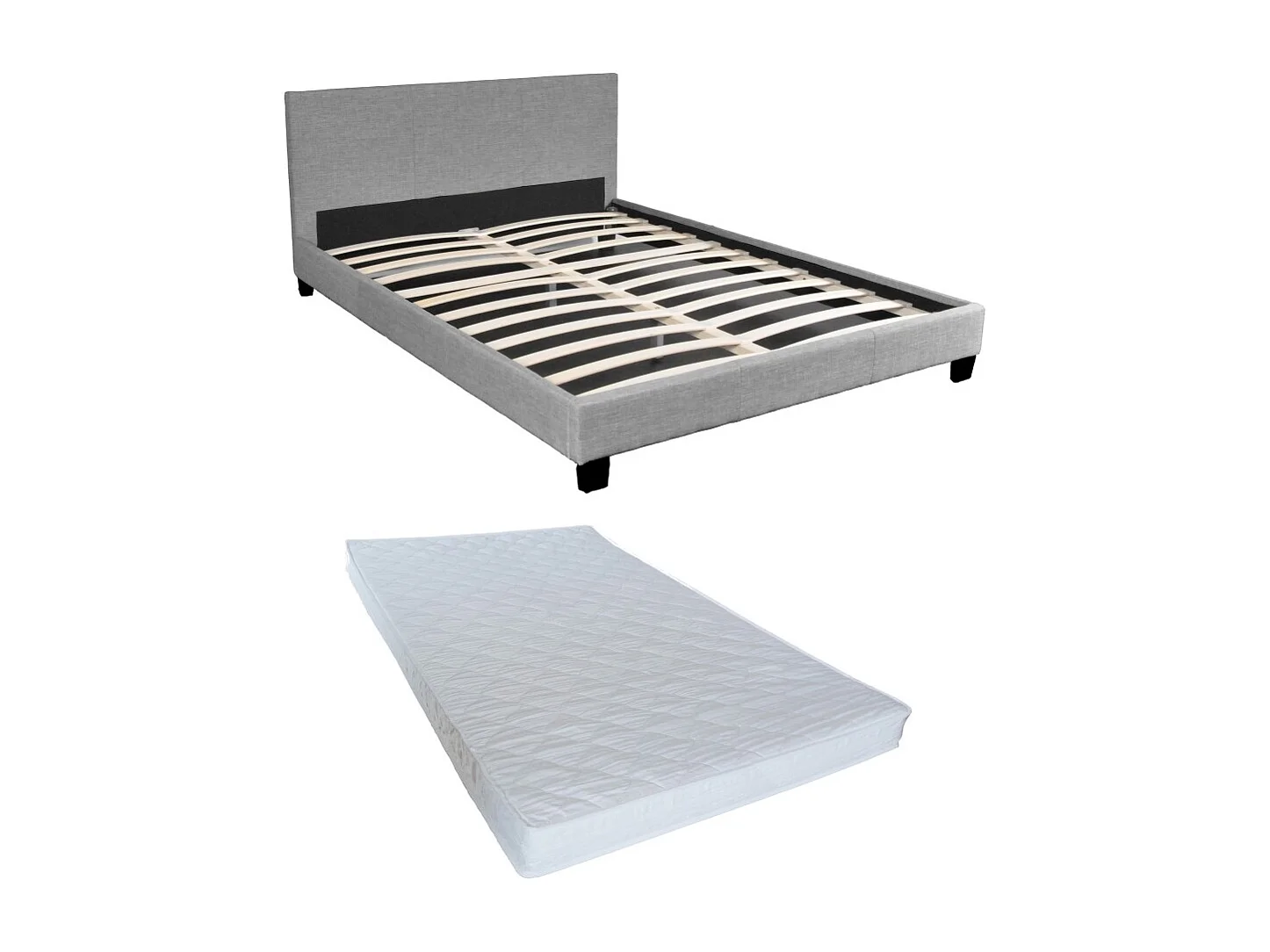 Ensemble Matelas + Lit 140x190 DUBLIN / Gris clair