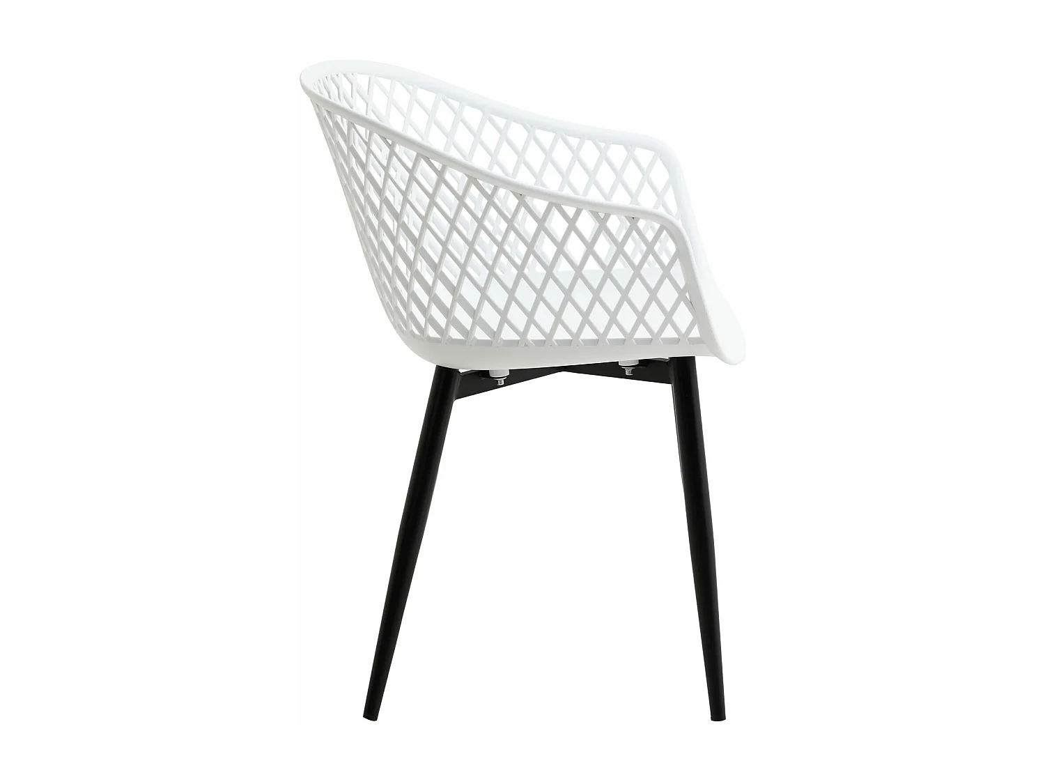 Lot de 4 chaises de salle à manger ou cuisine MADEIRA en plastique blanc et 4 pieds en métal noir