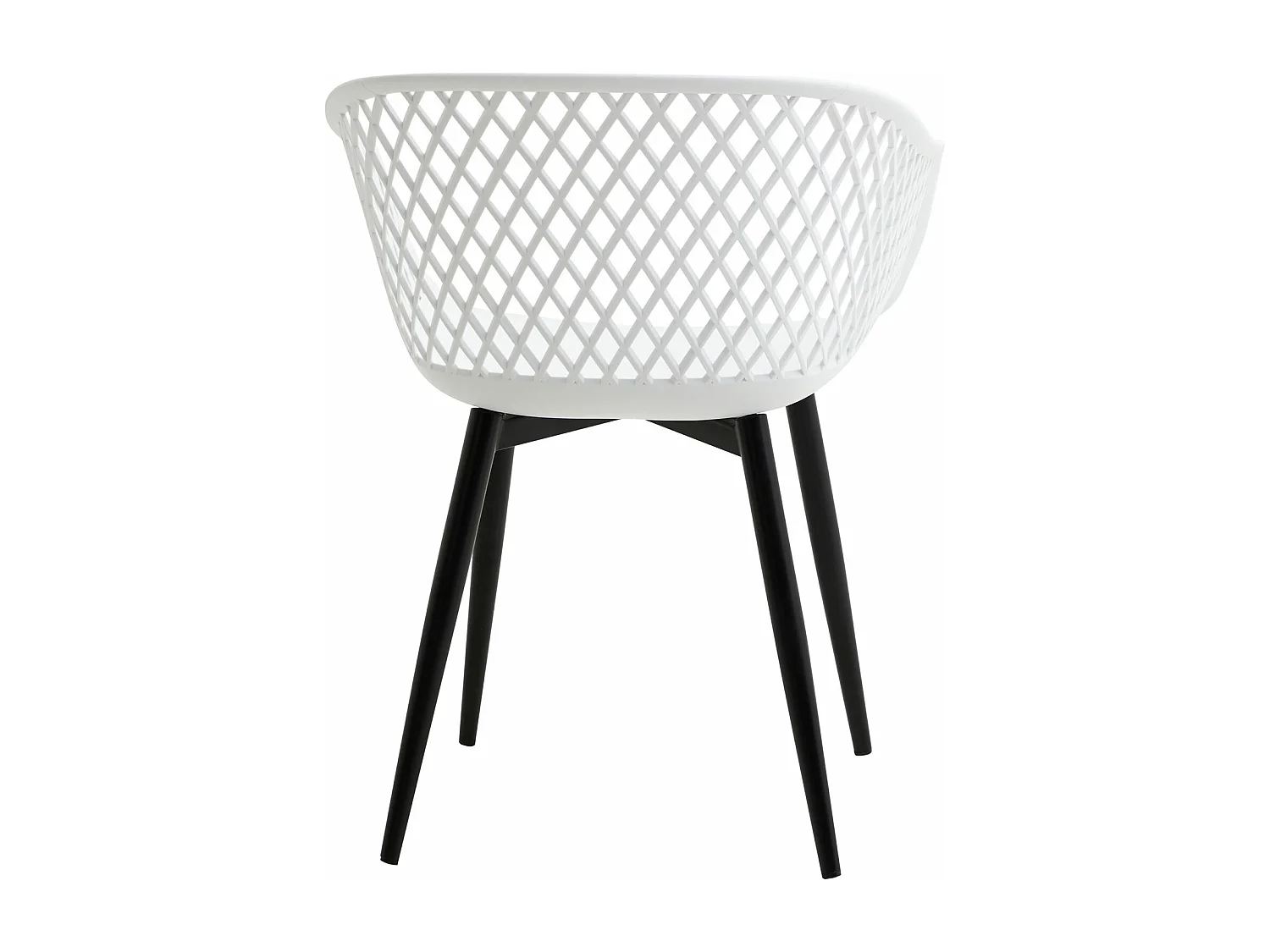 Lot de 4 chaises de salle à manger ou cuisine MADEIRA en plastique blanc et 4 pieds en métal noir