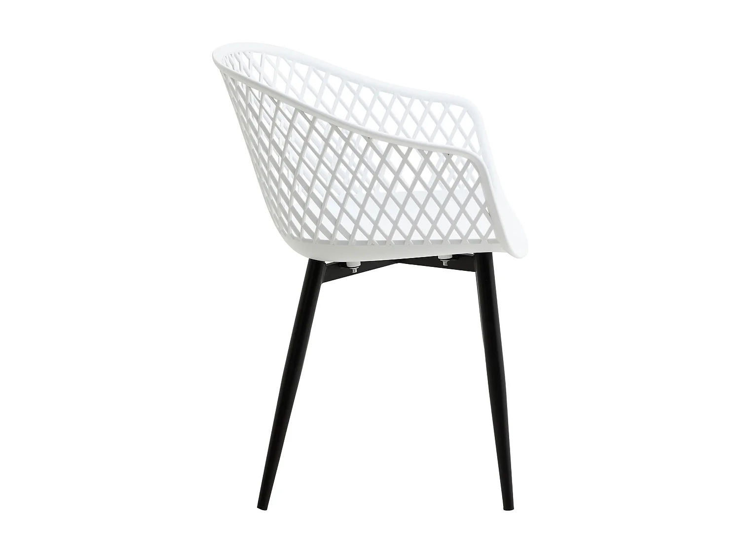 Lot de 4 chaises de salle à manger ou cuisine MADEIRA en plastique blanc et 4 pieds en métal noir