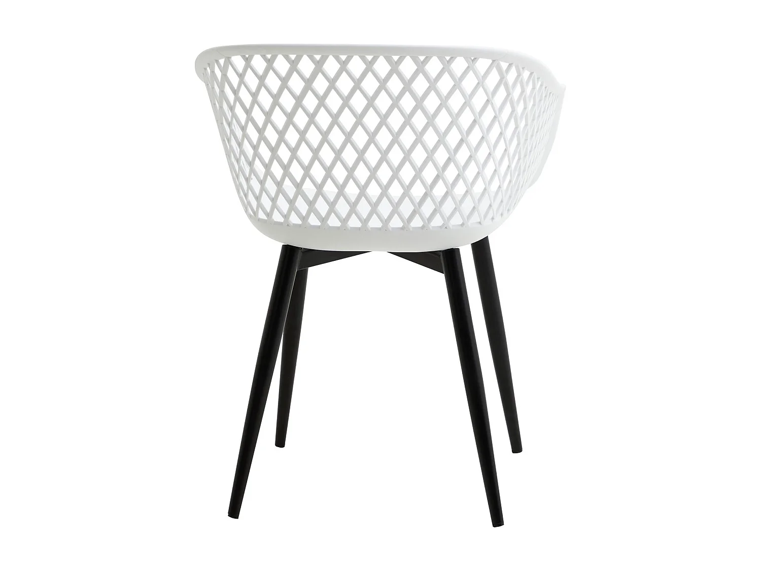 Lot de 4 chaises de salle à manger ou cuisine MADEIRA en plastique blanc et 4 pieds en métal noir