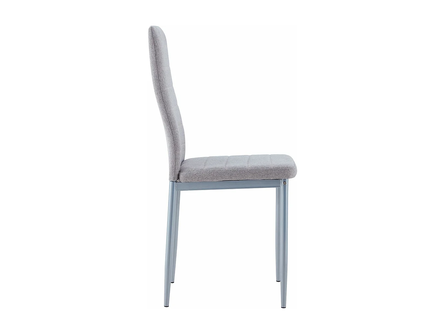 Lot de 4 chaises de salle à manger NATHALIE piètement métallique couleur aluminium et revêtement en tissu gris