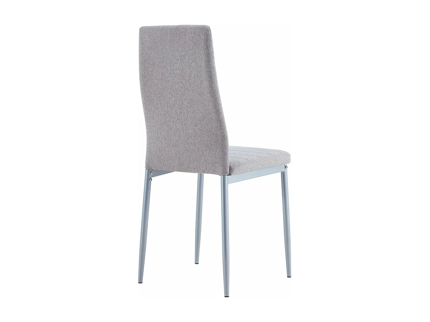 Lot de 4 chaises de salle à manger NATHALIE piètement métallique couleur aluminium et revêtement en tissu gris