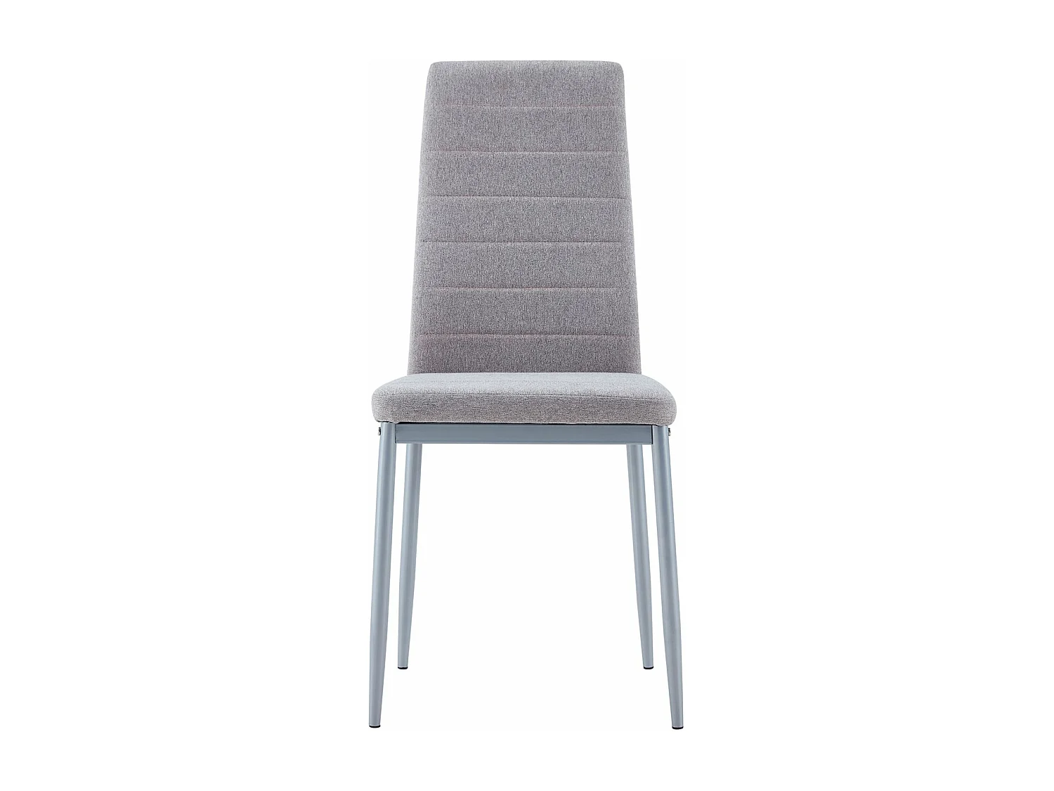 Lot de 4 chaises de salle à manger NATHALIE piètement métallique couleur aluminium et revêtement en tissu gris