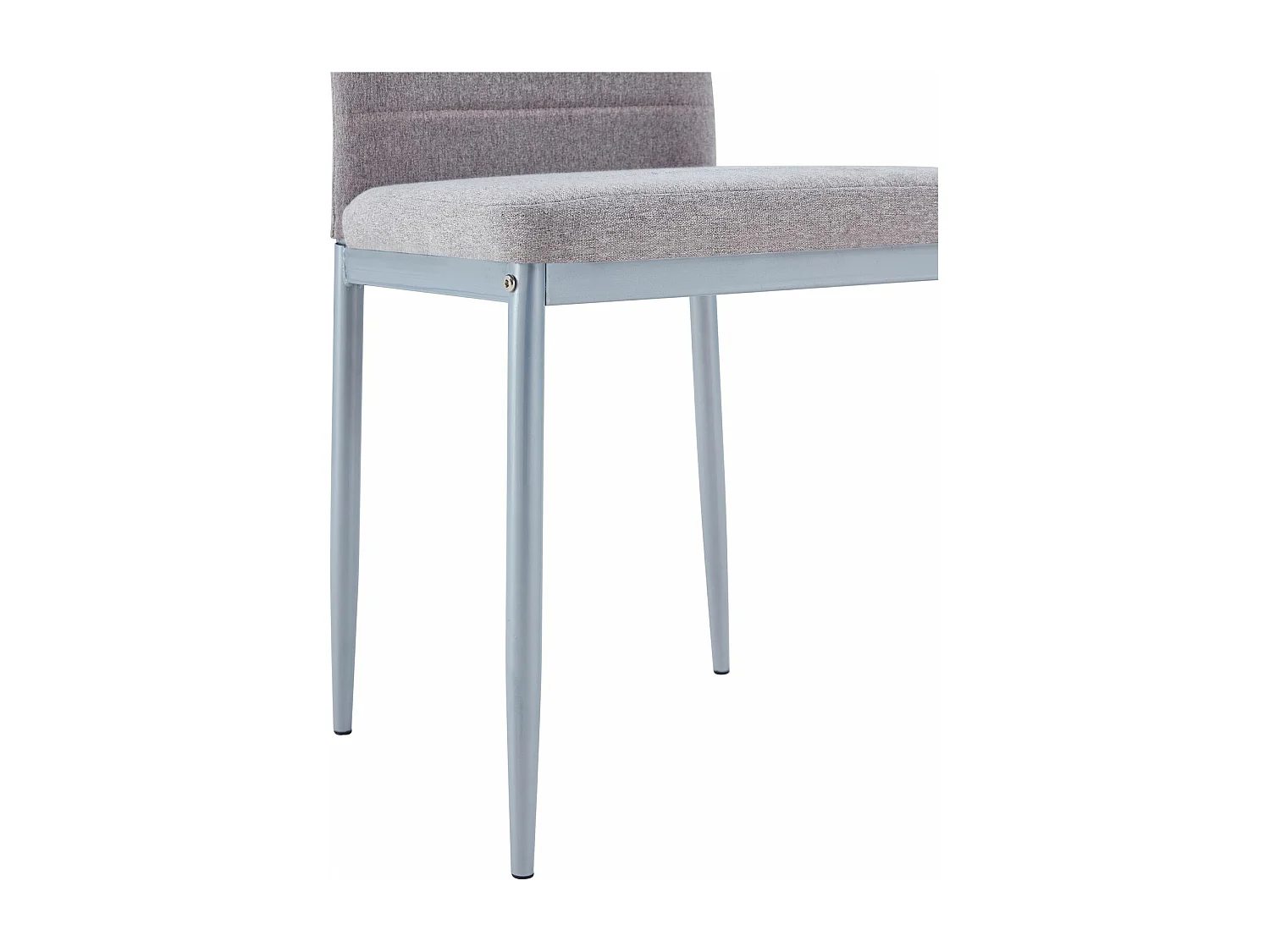Lot de 4 chaises de salle à manger NATHALIE piètement métallique couleur aluminium et revêtement en tissu gris
