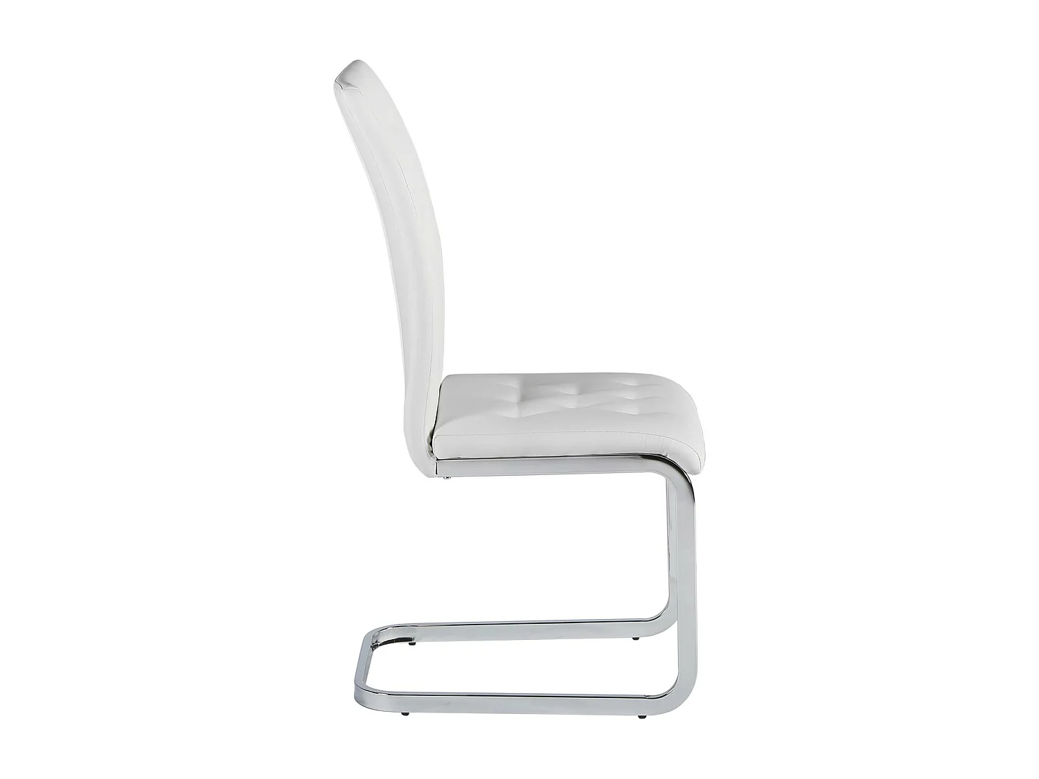 Lot de 4 chaises de salle à manger CHLOE avec assise capitonnée et piétement chromé, revêtement en synthétique blanc