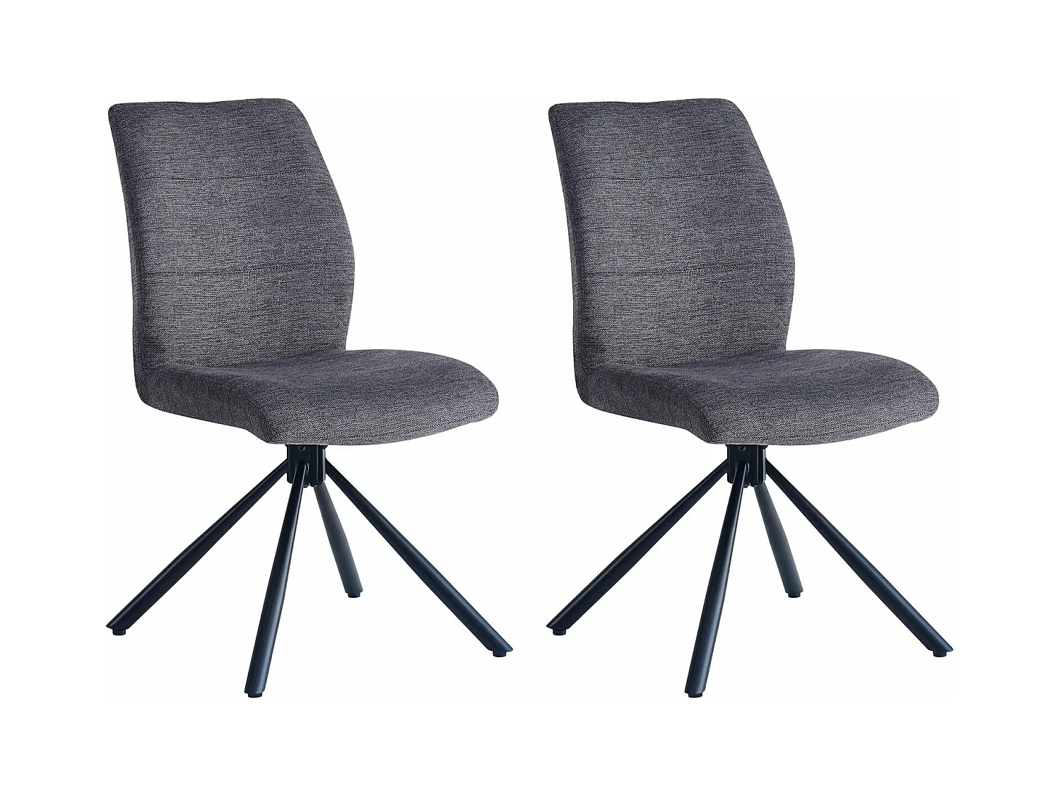 Lot de 2 chaises de salle à manger TAURUS en tissu gris avec assise rembourrée et rotative à 360° et pieds en métal