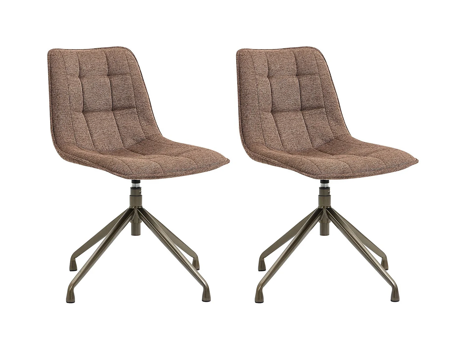 Lot de 2 chaises de salle à manger RIO avec piètement métal et revêtement en tissu brun clair