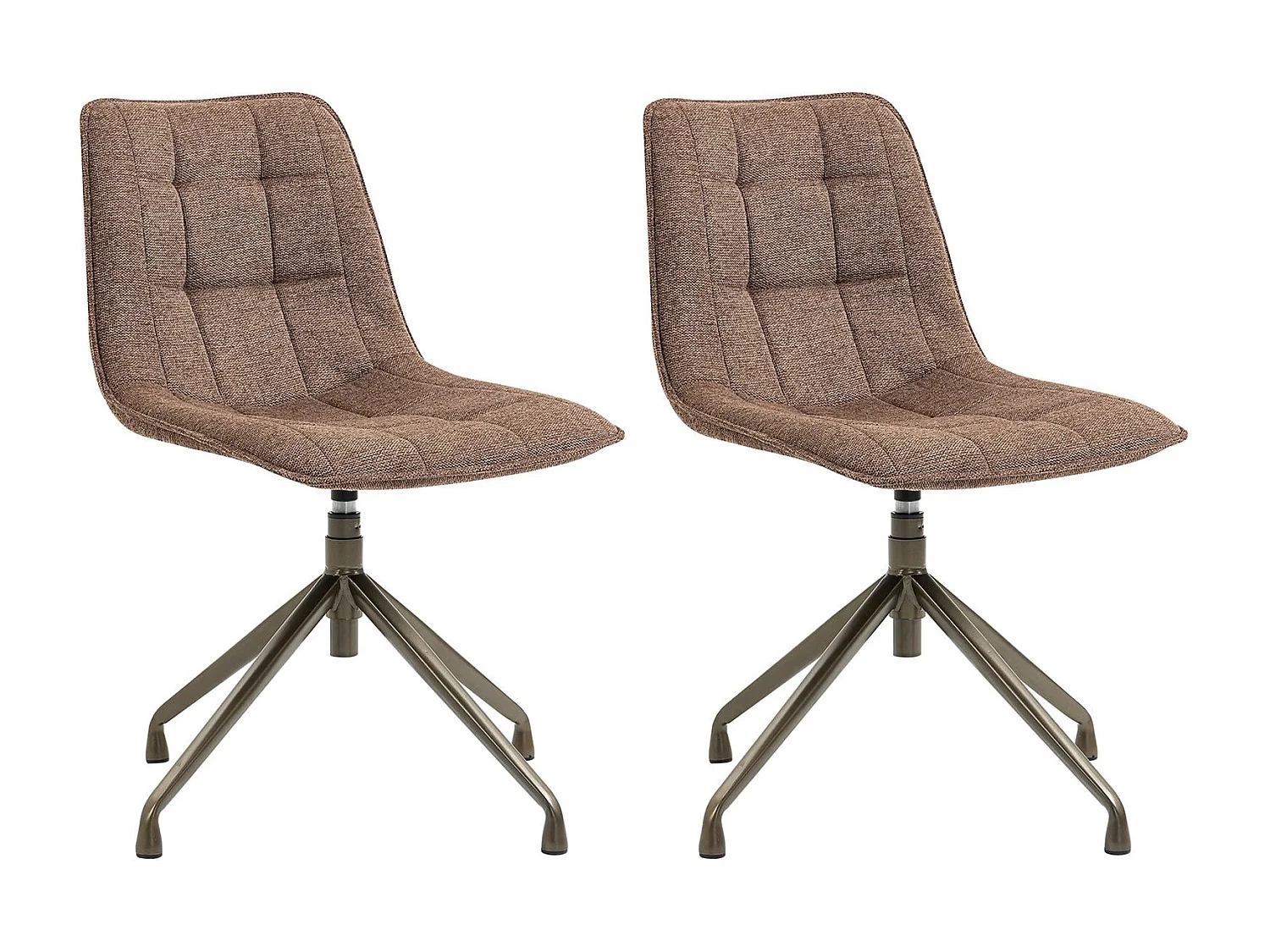 Lot de 2 chaises de salle à manger RIO avec piètement métal et revêtement en tissu brun clair