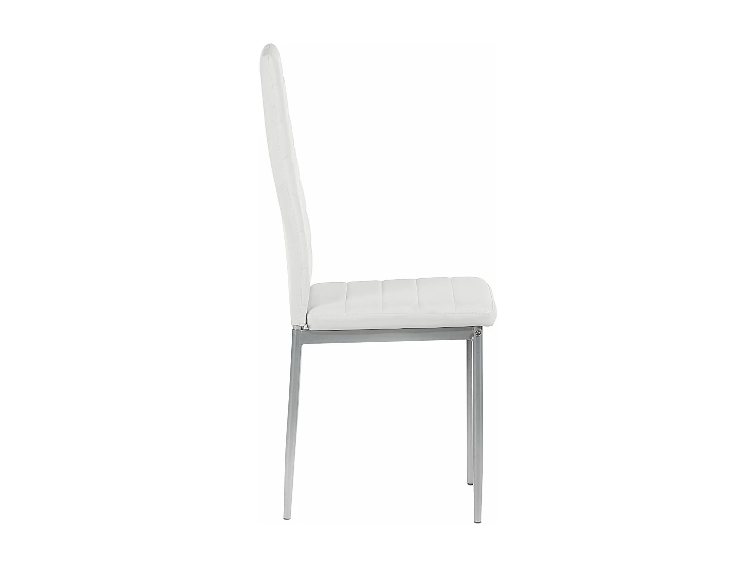 Lot de 4 chaises de salle à manger NATHALIE piètement métallique couleur aluminium revêtement synthétique blanc