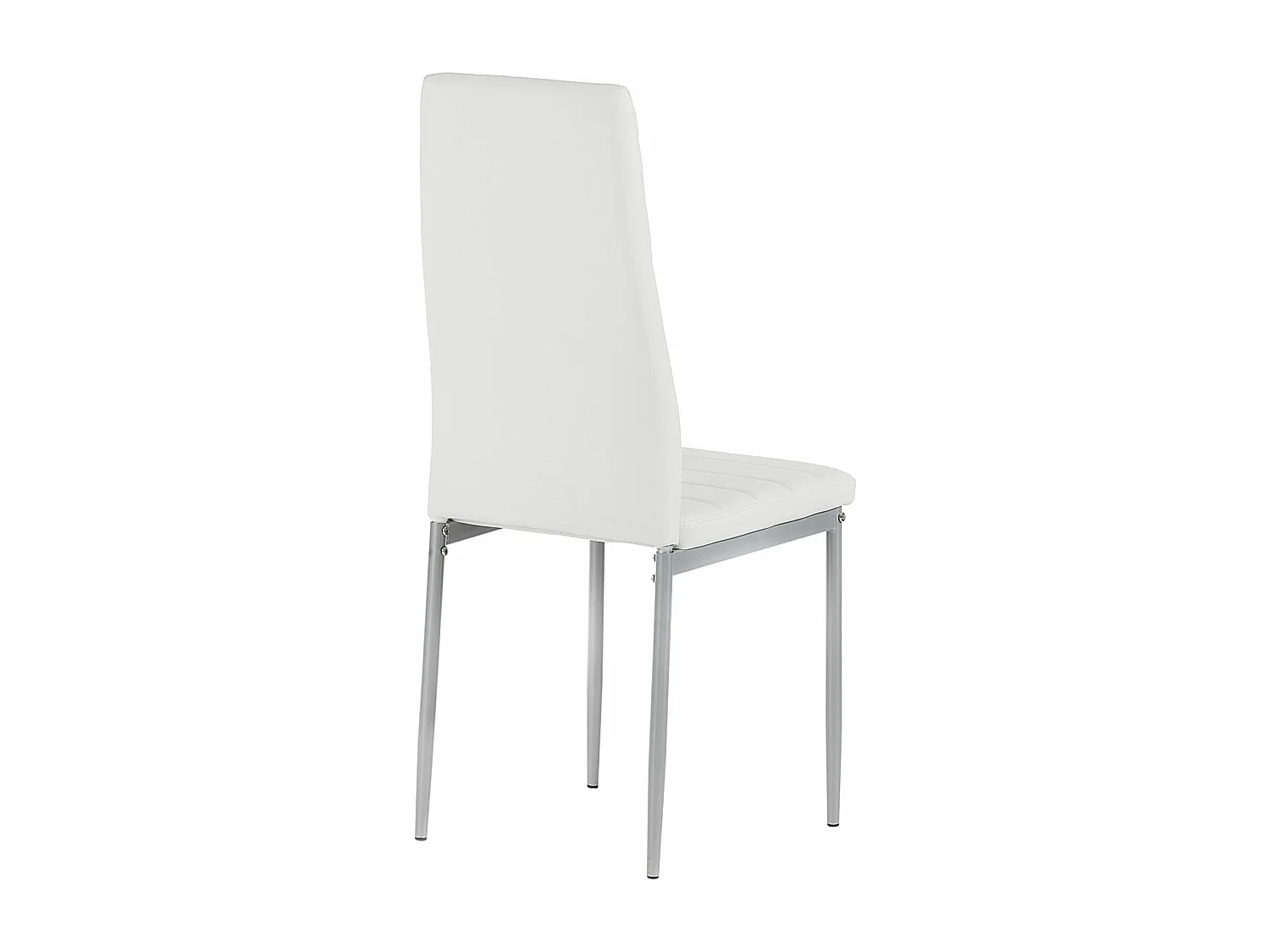 Lot de 4 chaises de salle à manger NATHALIE piètement métallique couleur aluminium revêtement synthétique blanc