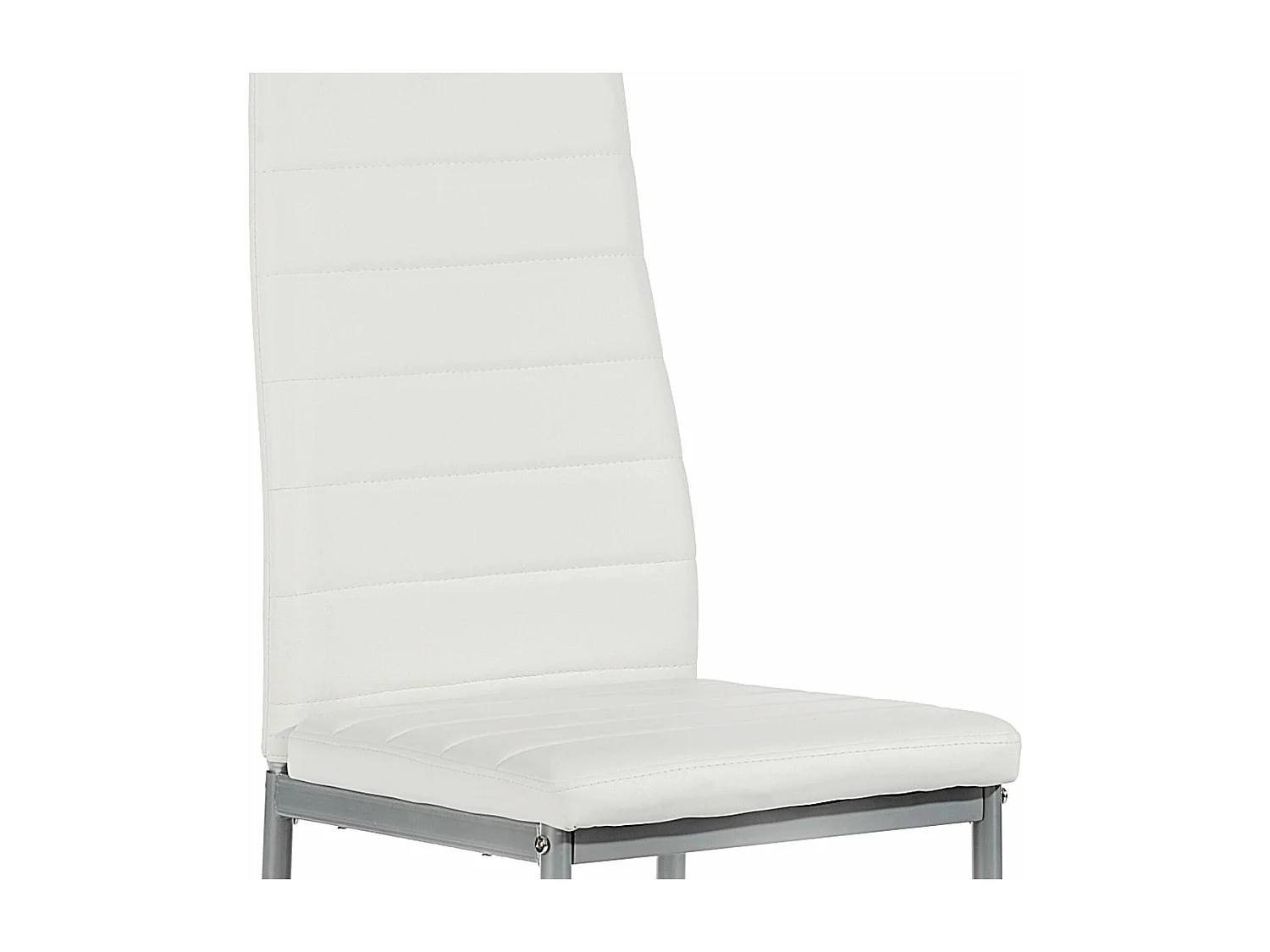 Lot de 4 chaises de salle à manger NATHALIE piètement métallique couleur aluminium revêtement synthétique blanc