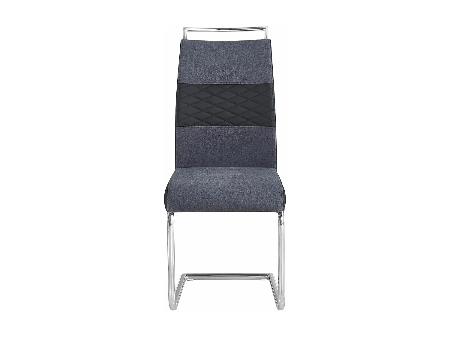 Lot de 4 chaises de salle à manger ou cuisine ERZA avec assise rembourrée poignée et piètement chromé, en tissu gris foncé et noir