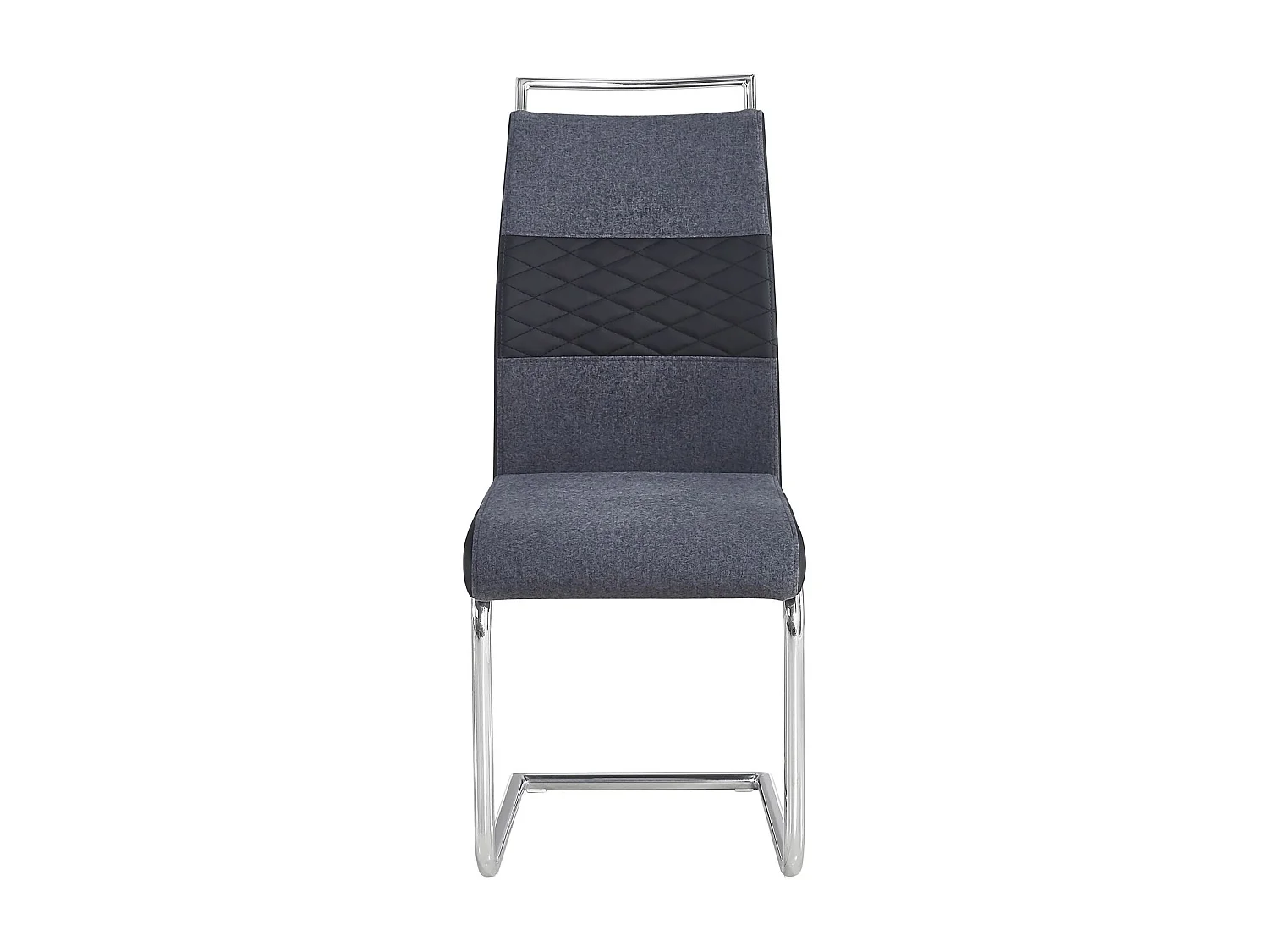 Lot de 4 chaises de salle à manger ou cuisine ERZA avec assise rembourrée poignée et piètement chromé, en tissu gris foncé et noir