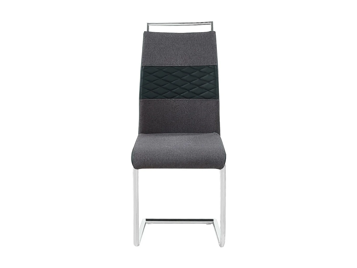 Lot de 4 chaises de salle à manger ou cuisine ERZA avec assise rembourrée poignée et piètement chromé, en tissu gris foncé et noir