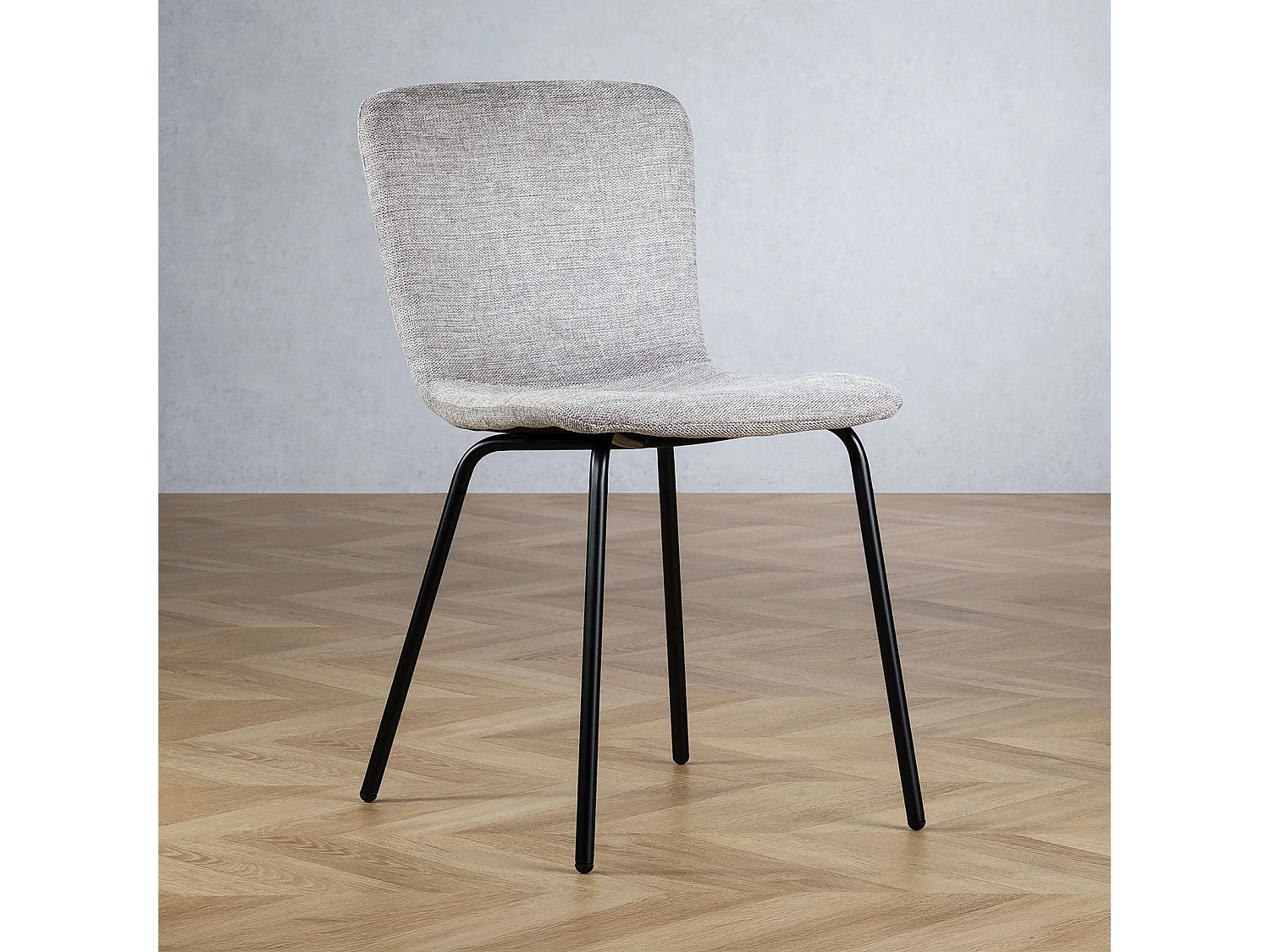 Lot de 4 chaises AUDREY avec revêtement en tissu gris et structure en métal noir, chaise de salle à manger