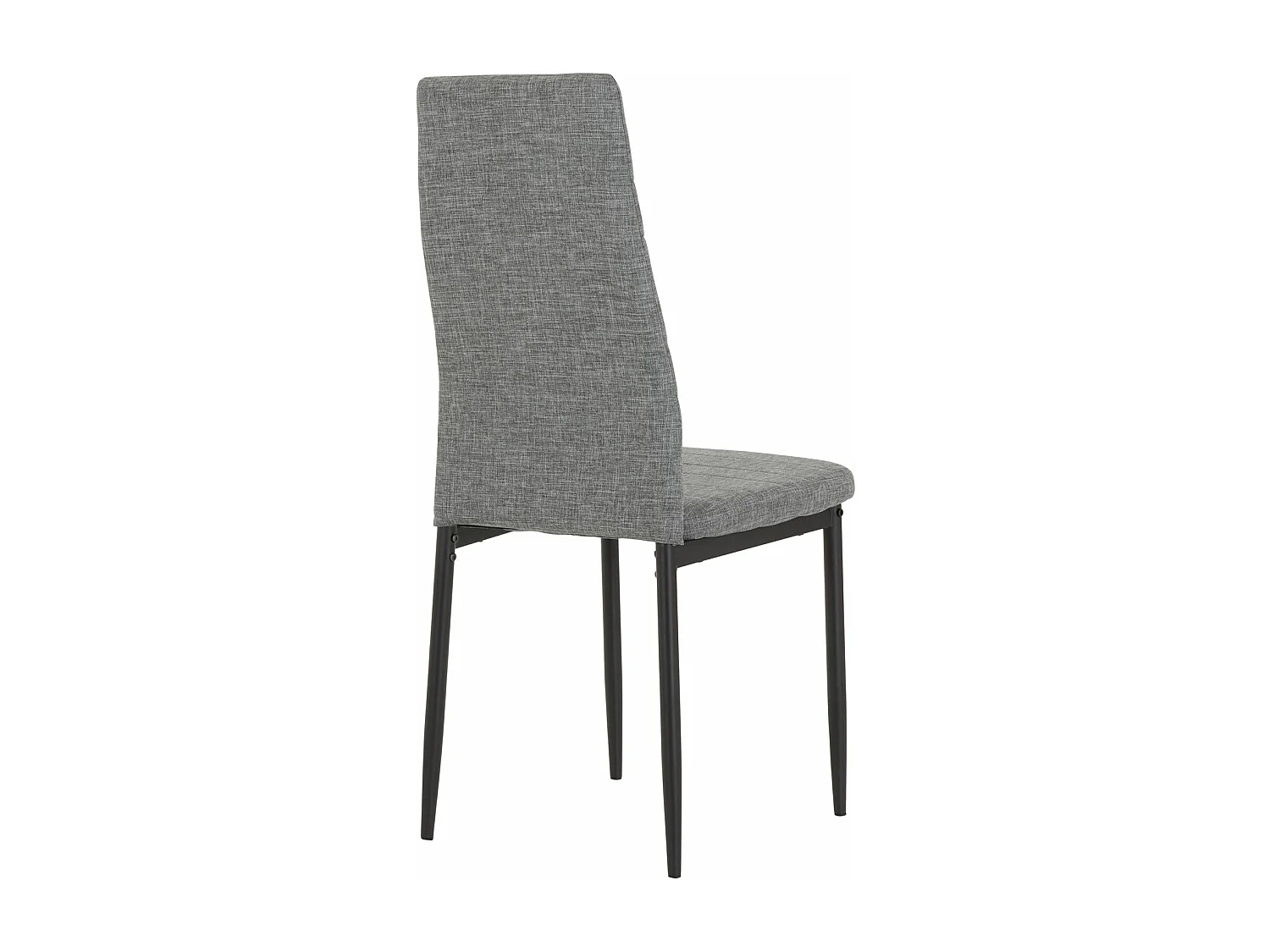 Lot de 4 chaises de salle à manger NATHALIE piètement métallique couleur noir et revêtement en tissu gris