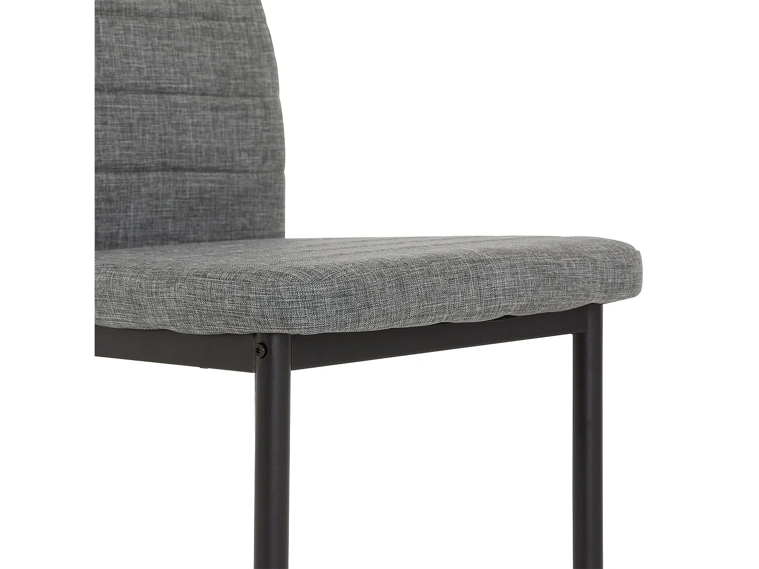 Lot de 4 chaises de salle à manger NATHALIE piètement métallique couleur noir et revêtement en tissu gris
