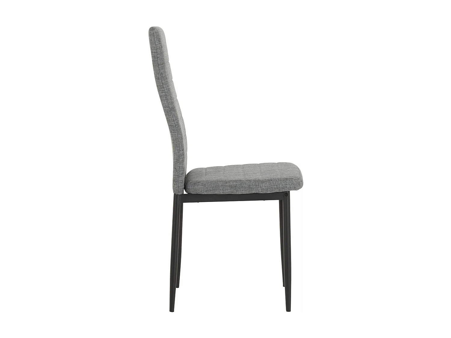 Lot de 4 chaises de salle à manger NATHALIE piètement métallique couleur noir et revêtement en tissu gris