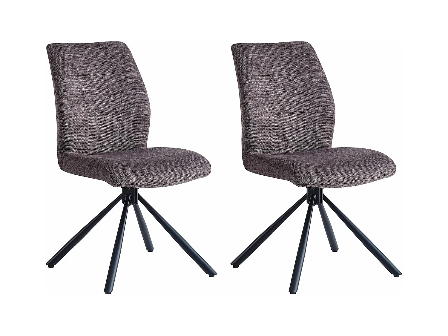 Lot de 2 chaises de salle à manger TAURUS en tissu brun avec assise rembourrée et rotative à 360° et pieds en métal
