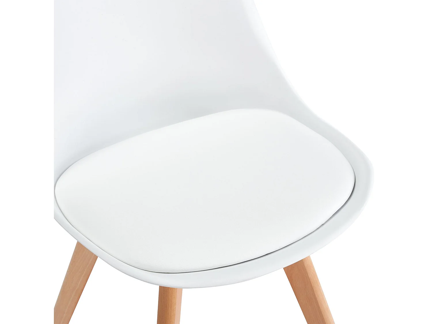 Lot de 4 chaises de salle à manger ABBY style scandinave design nordique piètement bois massif, siège coque en plastique blanc
