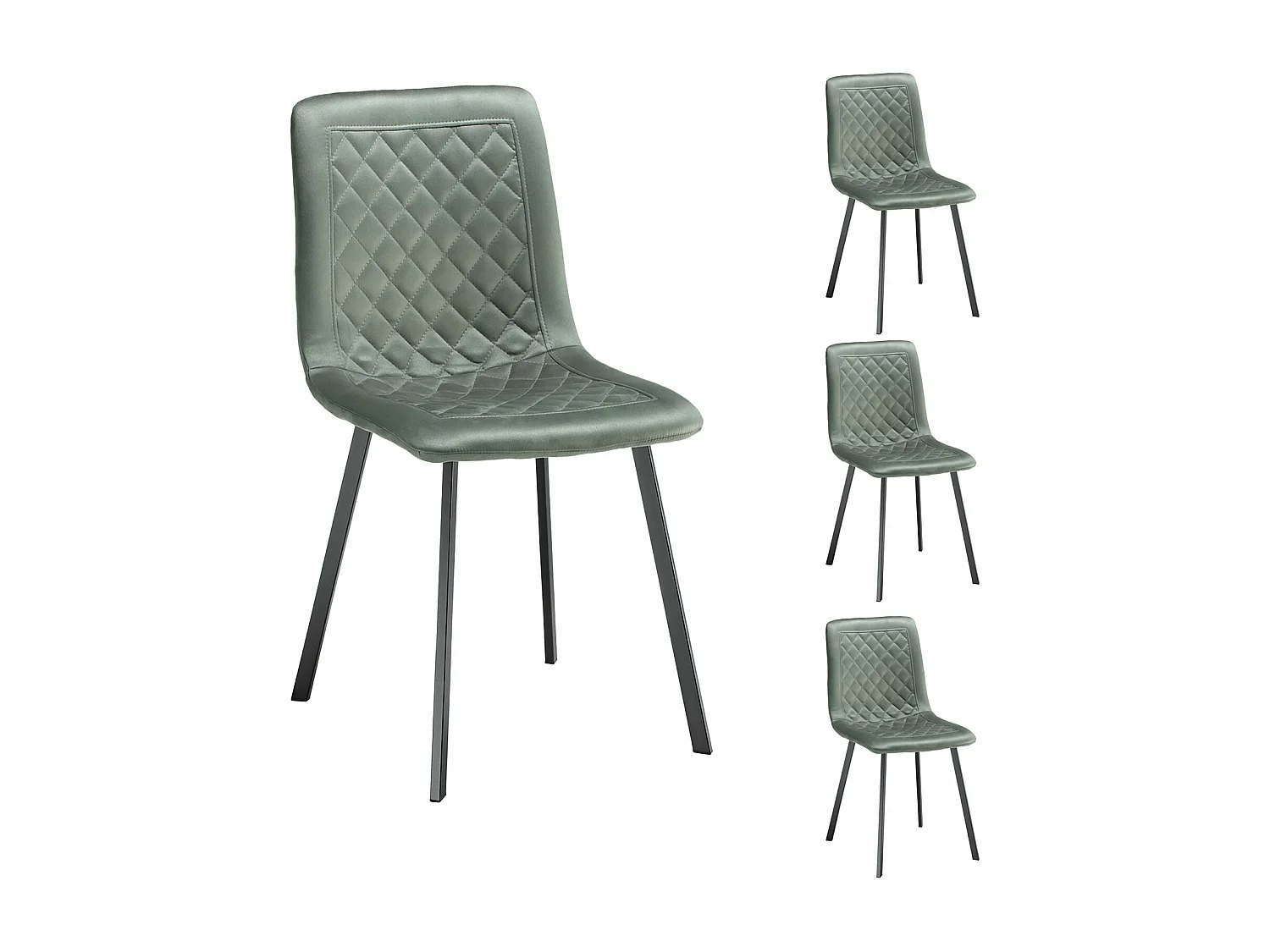 Lot de 4 chaises de salle à manger TERNI rembourrées avec revêtement en tissu suédine vert