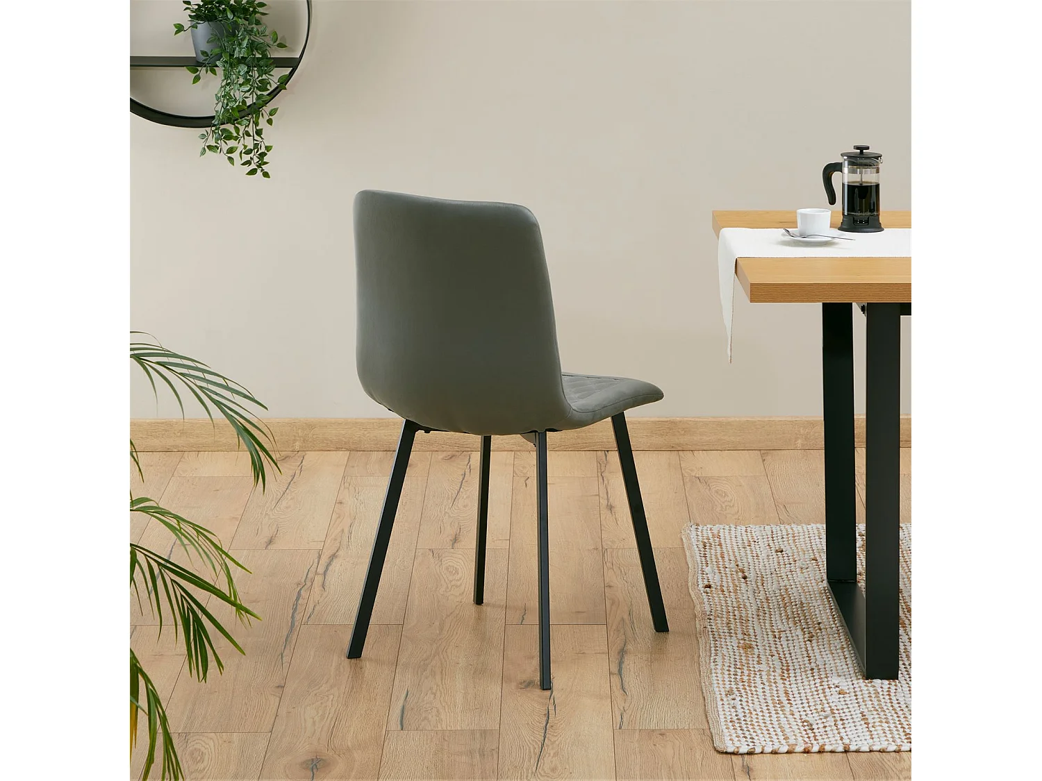 Lot de 4 chaises de salle à manger TERNI rembourrées avec revêtement en tissu suédine vert