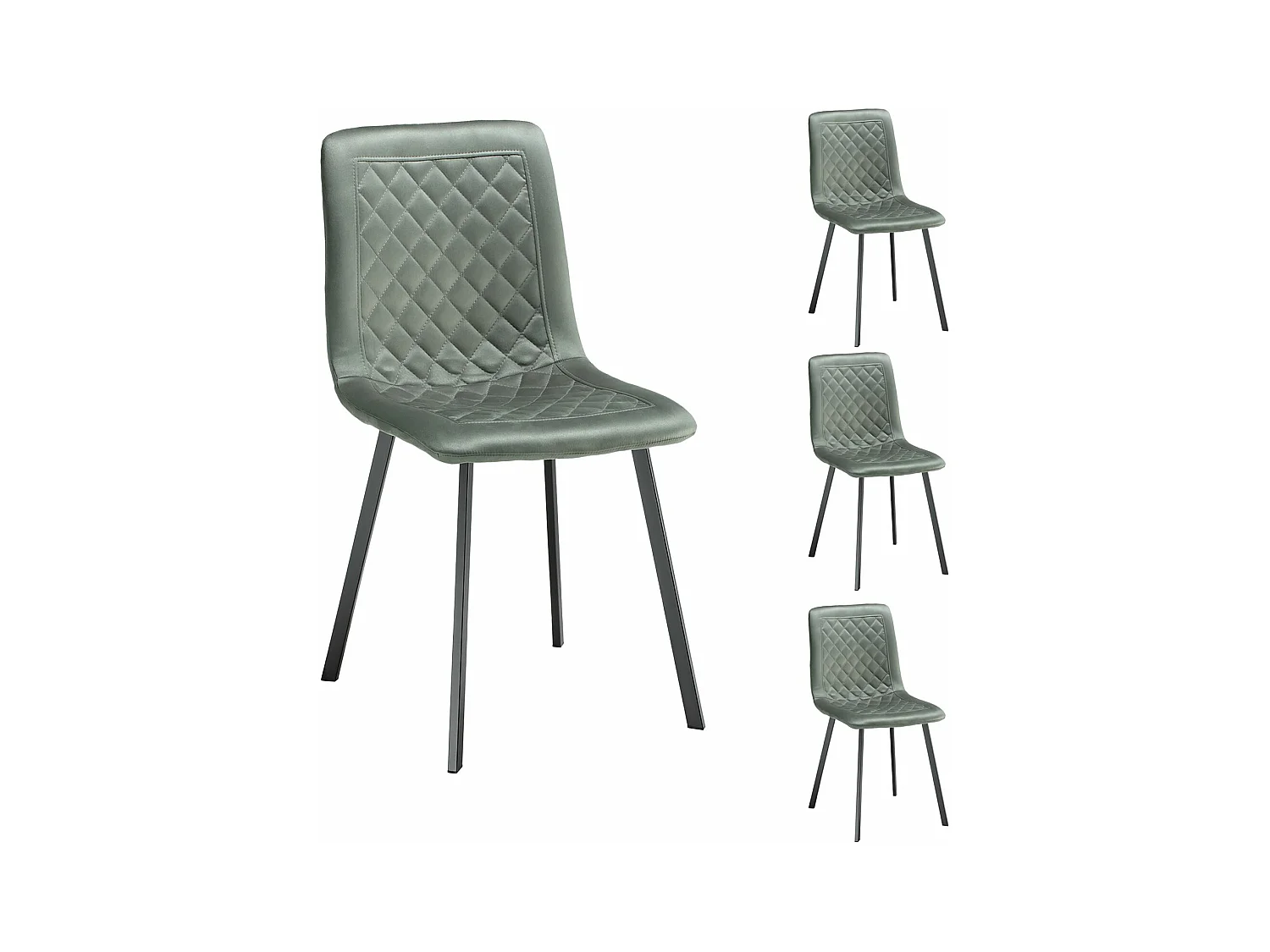 Lot de 4 chaises de salle à manger TERNI rembourrées avec revêtement en tissu suédine vert