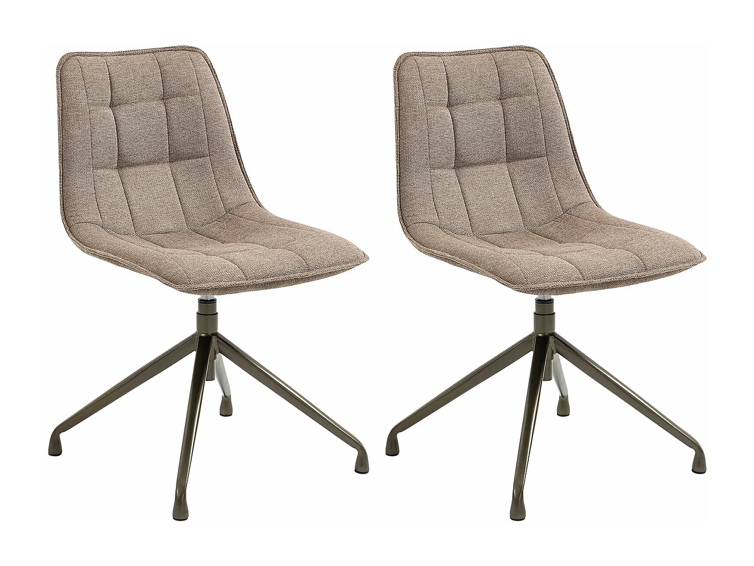 Lot de 2 chaises de salle à manger RIO avec piètement métal et revêtement en tissu beige