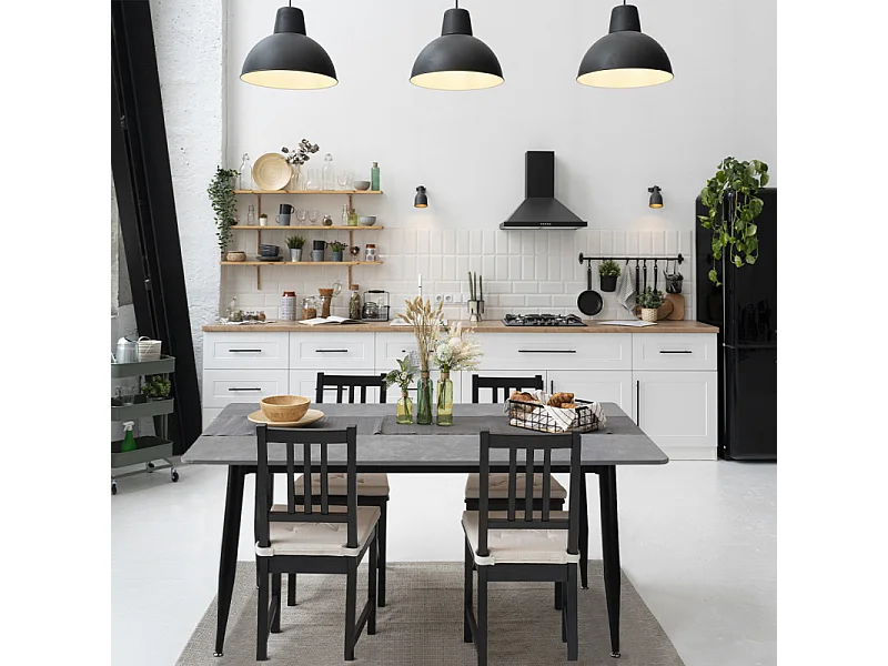 Table 160 cm céramique gris béton pieds évasés métal noir - RYDER 2