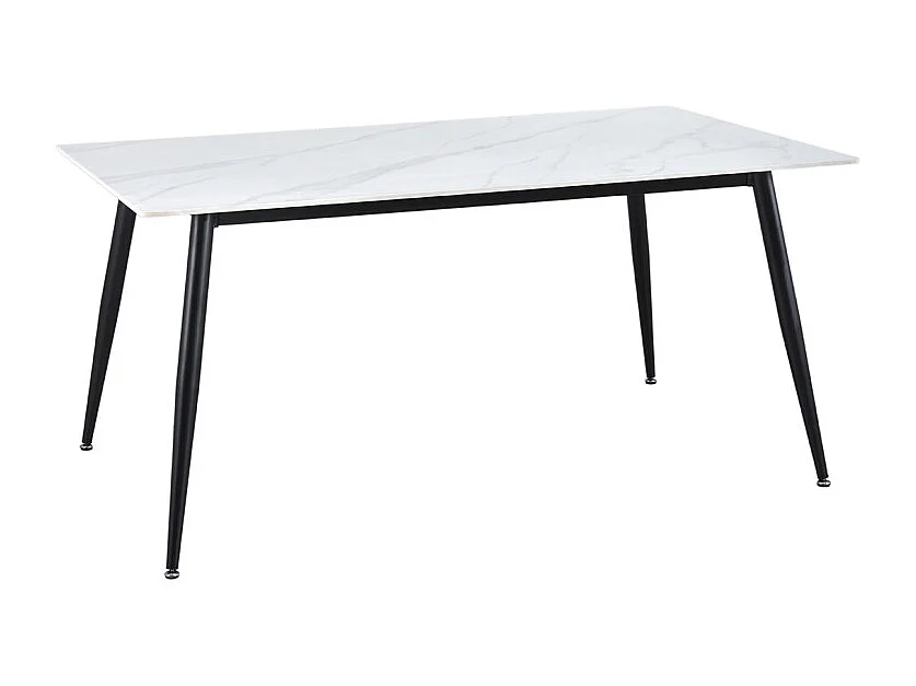 Table 160 cm céramique blanc marbré pieds évasés métal noir - RYDER 2