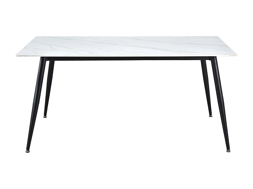 Table 160 cm céramique blanc marbré pieds évasés métal noir - RYDER 2
