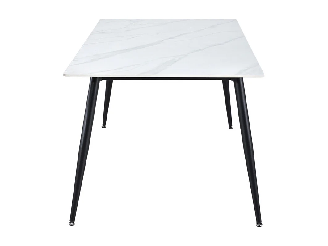 Table 160 cm céramique blanc marbré pieds évasés métal noir - RYDER 2