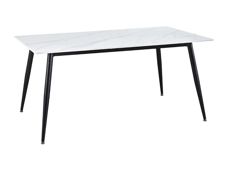 Table 160 cm céramique blanc marbré pieds évasés métal noir - RYDER 2