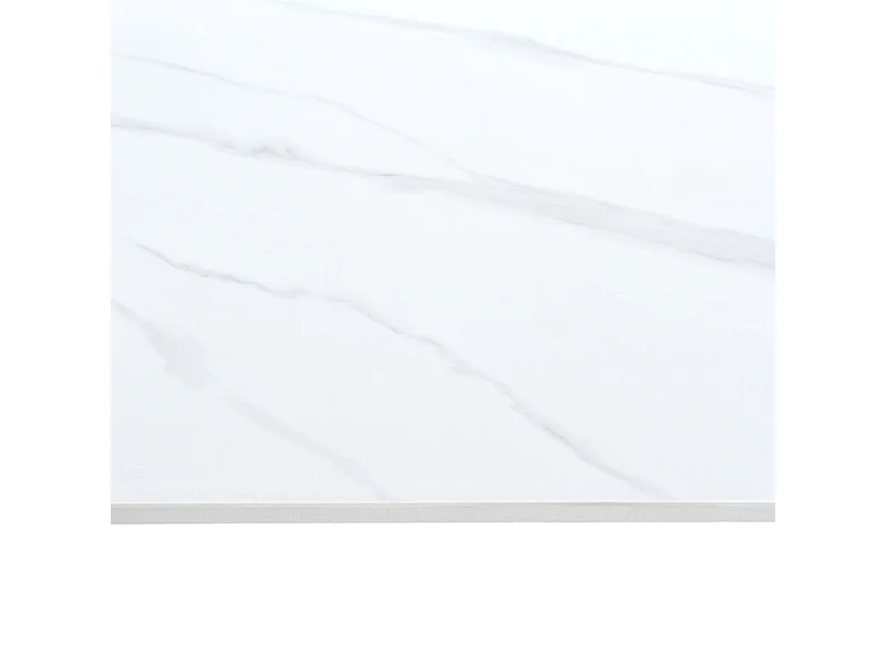 Table 130 x 70 cm céramique blanc marbré pieds métal noir - RYDER 2