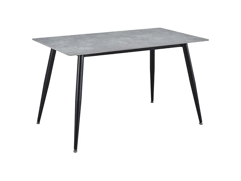 Table 130 x 70 cm céramique gris béton pieds métal noir - RYDER 2