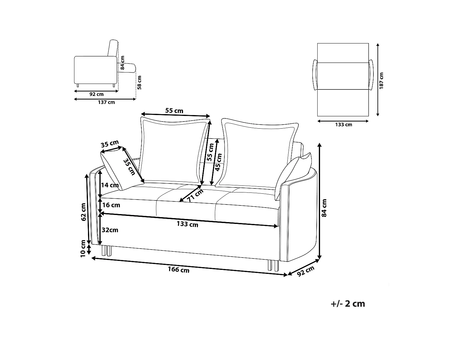 Slaapbank HOVIN Stof Groen 2-zitter