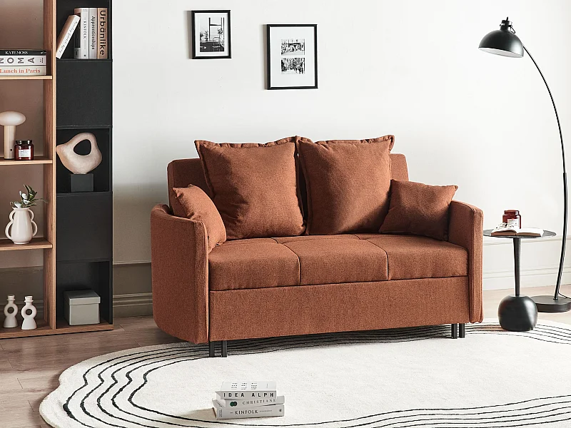 Slaapbank HOVIN Stof Goudbruin 2-zitter