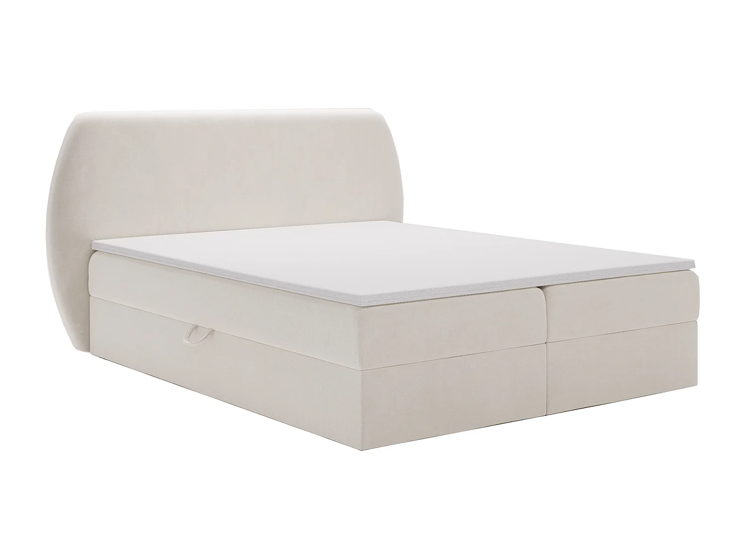 Boxspringbed 140x200 Cartagena - bed met geïntegreerde veringmatras, topper, opbergruimte - gestoffeerd bed crème (Komodo 10)