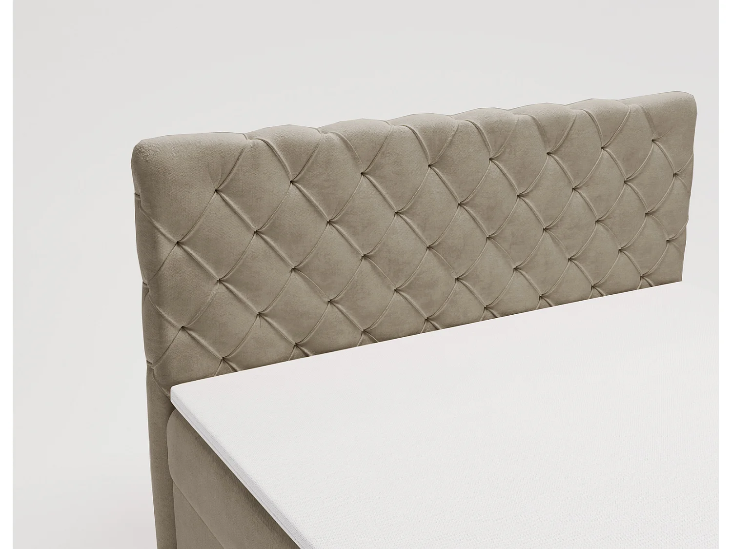 Emporius Portofino łóżko kontynentalne 180x200 - łóżko małżeńskie z nakładką na materac, materac H3 - tkanina aksamitna, beżowy (Elegance 5)